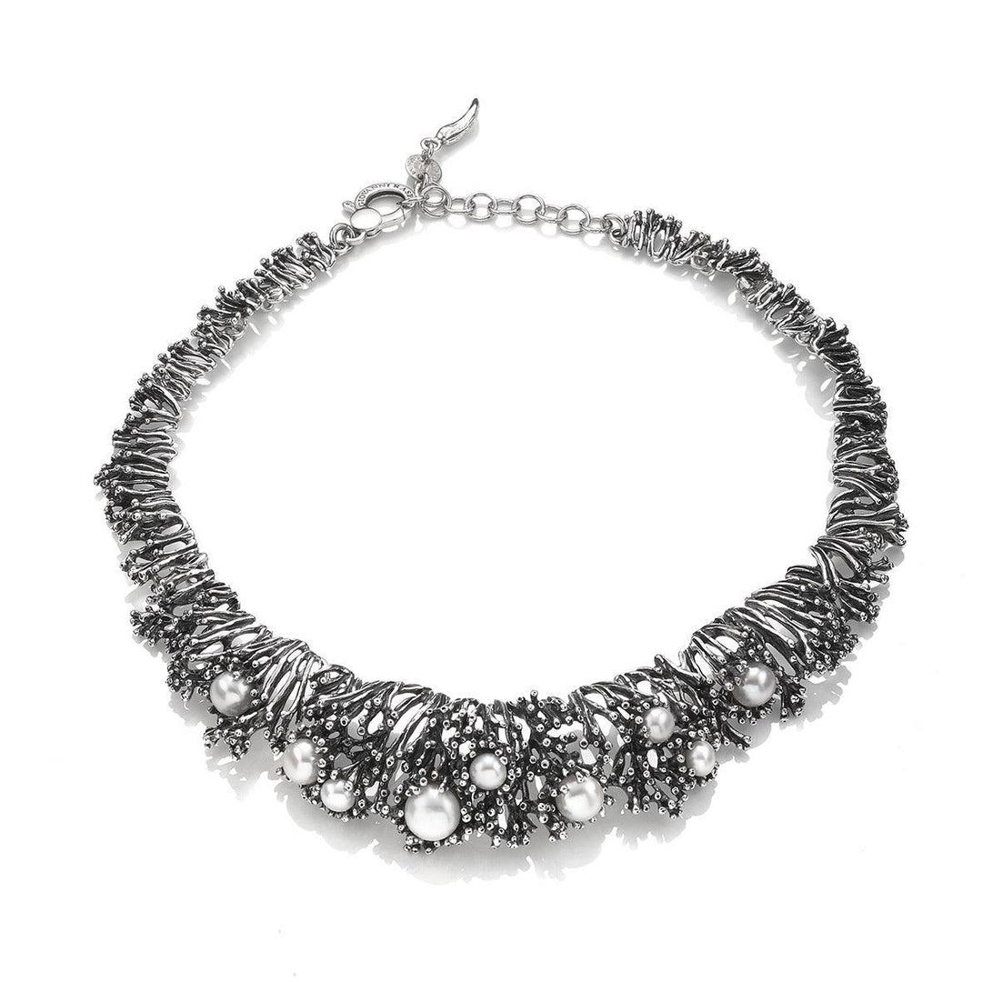 Giovanni Raspini Anemone halsband 925 silver pärlor 10561 - Capodagli Jewellery