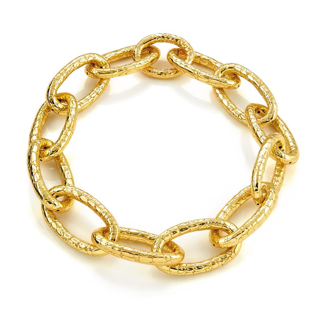 Giovanni Raspini Colar de crocodilo em prata 925 PVD com acabamento em ouro amarelo 8139 - Capodagli Jewellery