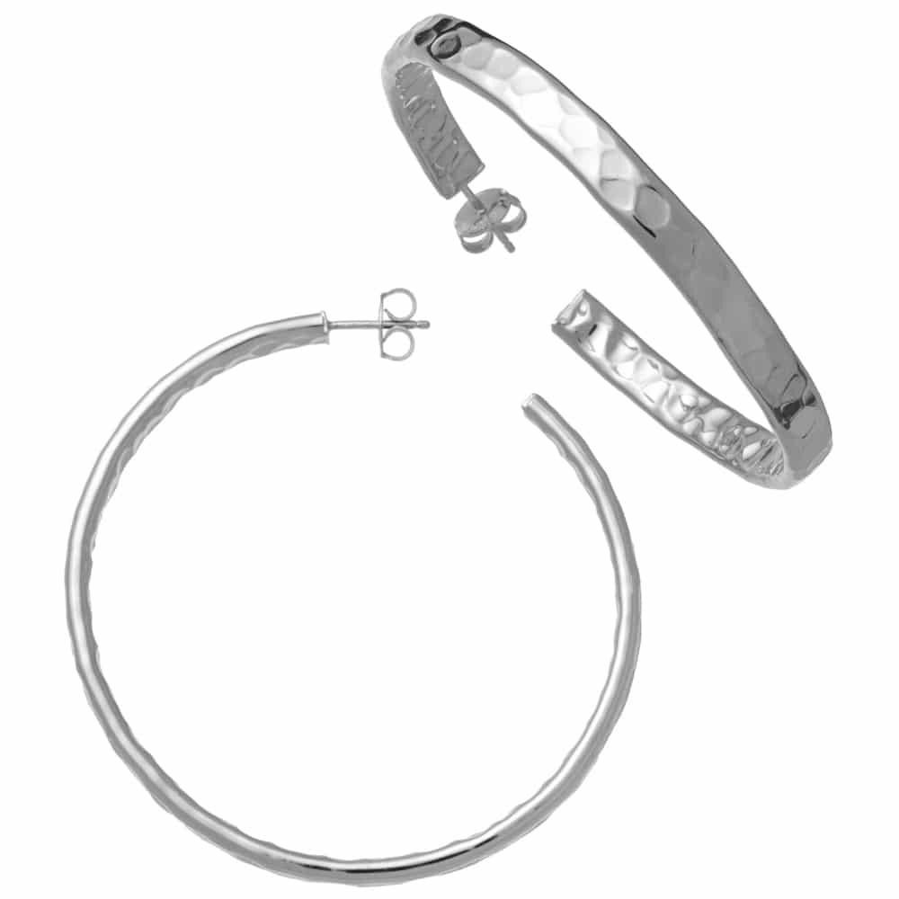 Giovanni Raspini Flat Large hoop øreringe 925 sølv 11042 - Capodagli Jewellery