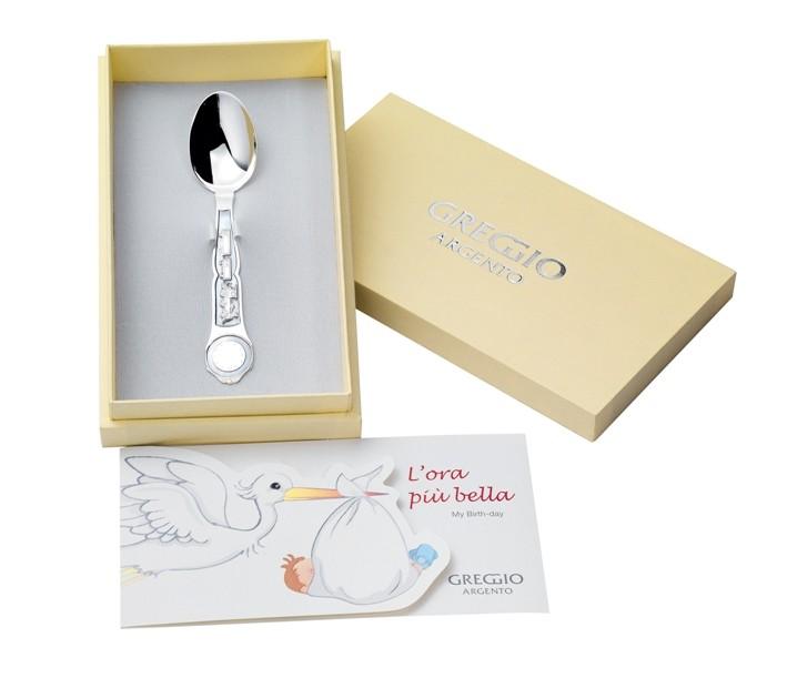 Surowa łyżeczka „Najpiękniejsza godzina” w eleganckim miodowym etui 8.21.0034 - Gioielleria Capodagli