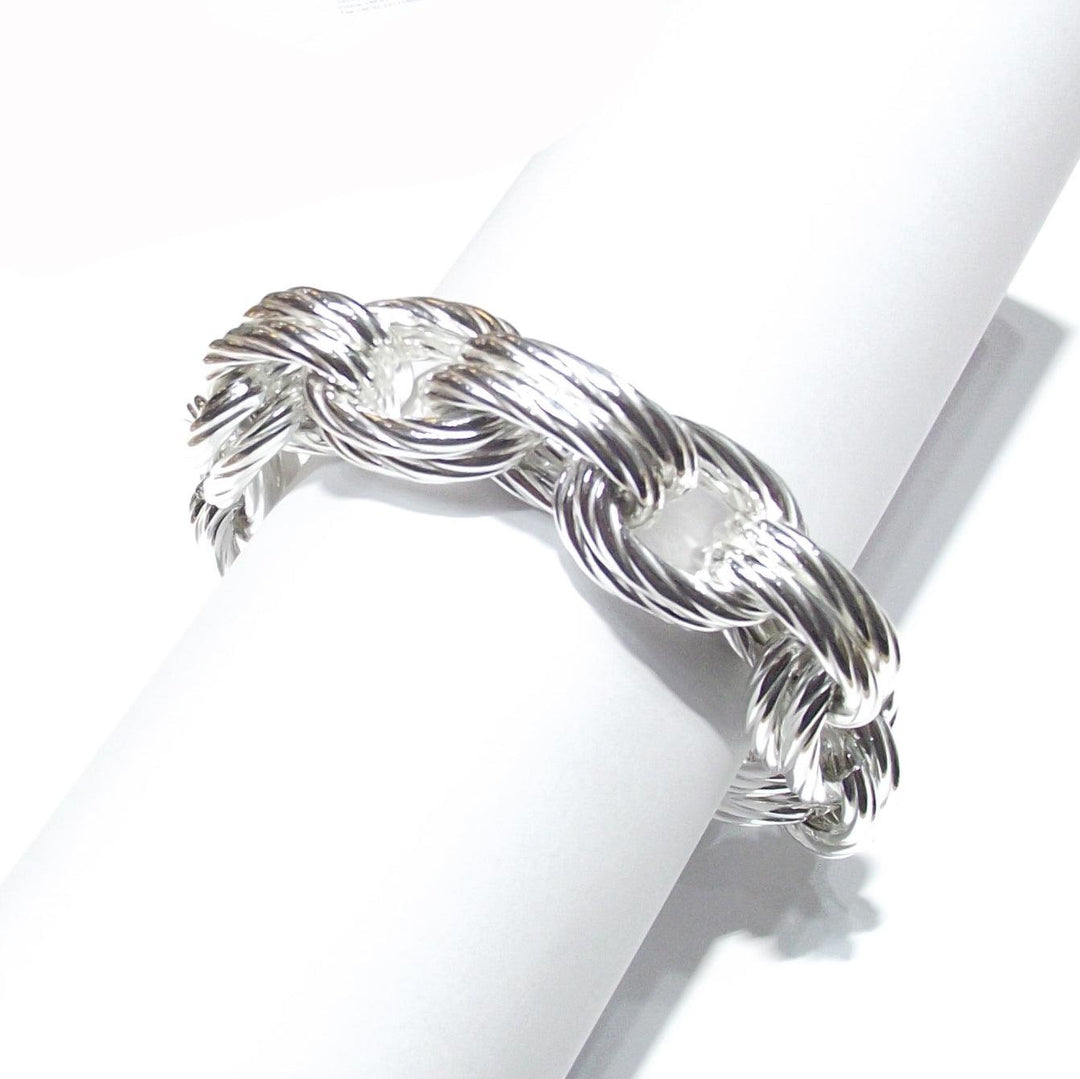 Bracelet Idandi Double Anneaux Ovales 20cm argent 925 BR-ARG-0002 - Capodagli Bijoux