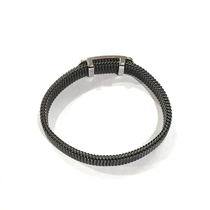 Idandi Oval elastic bracelet 925 silver steel black PVD finish OVALE zircons BR-ARG-0005 - Capodagli 1937