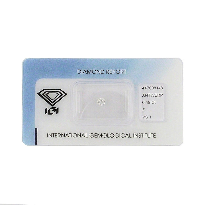 IGI diamant v blistru certifikovaný briliantový brus 0,18ct barva F čirost VS 1 - Capodagli 1937