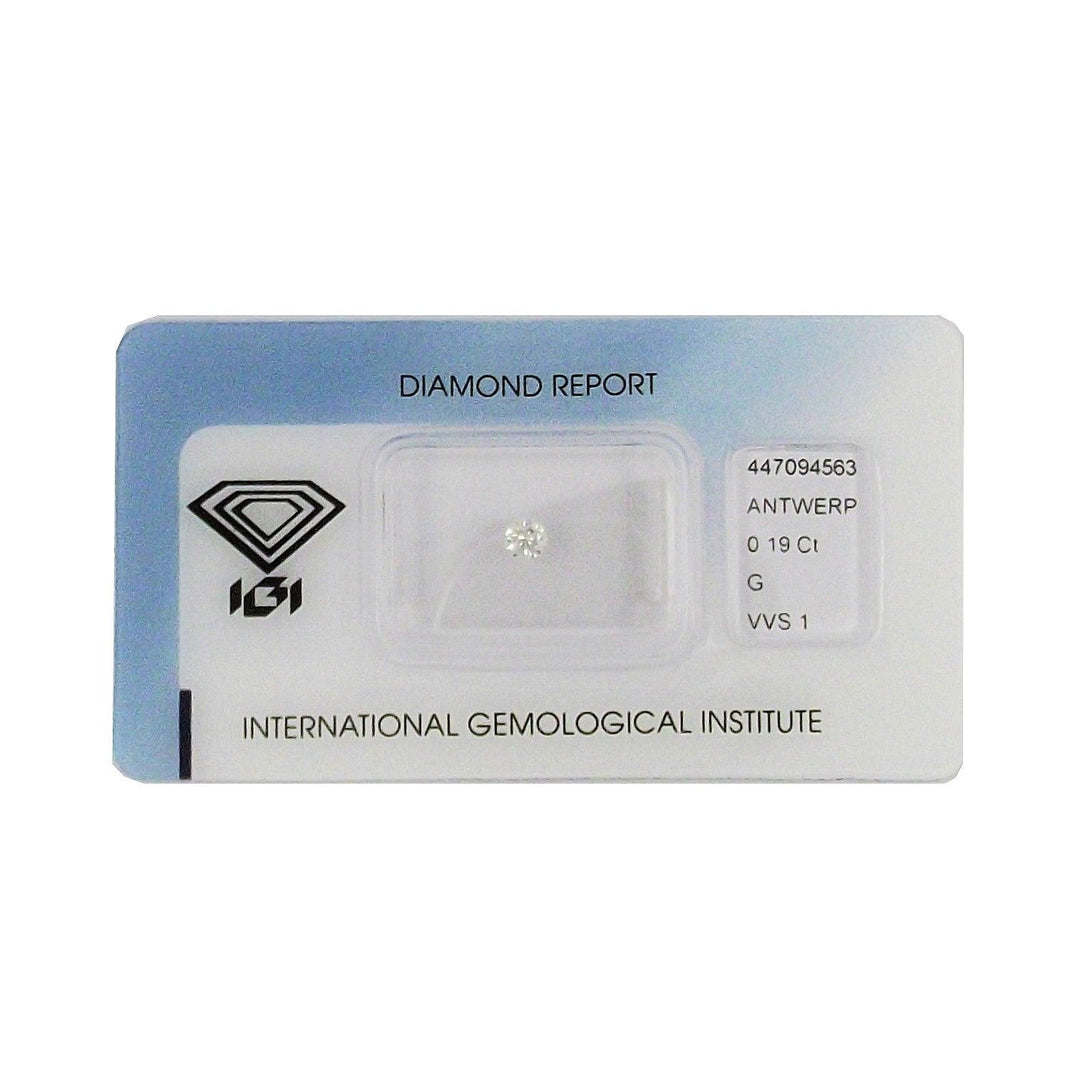 IGI diamond in blister certified brilliant cut 0.19ct color G clarity VVS 1 - Capodagli 1937