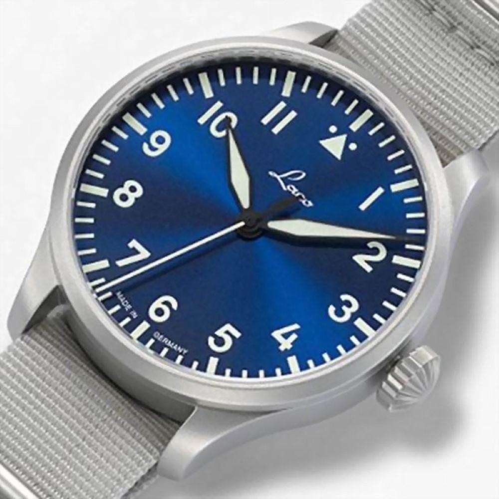 Montre Laco 1925 Pilot Watches Basic Augsburg Blaue Stunde 42 42mm bleu automatique acier 862100 - Gioielleria Capodagli