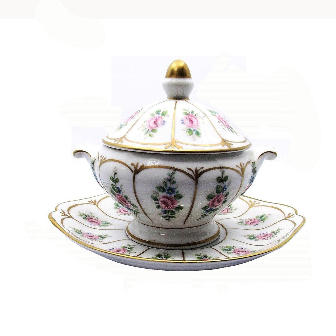 Limoges Frankreich Set mit 3 Kaffeetassen mit handbemaltem Tablett A-0353 – Gioielleria Capodagli