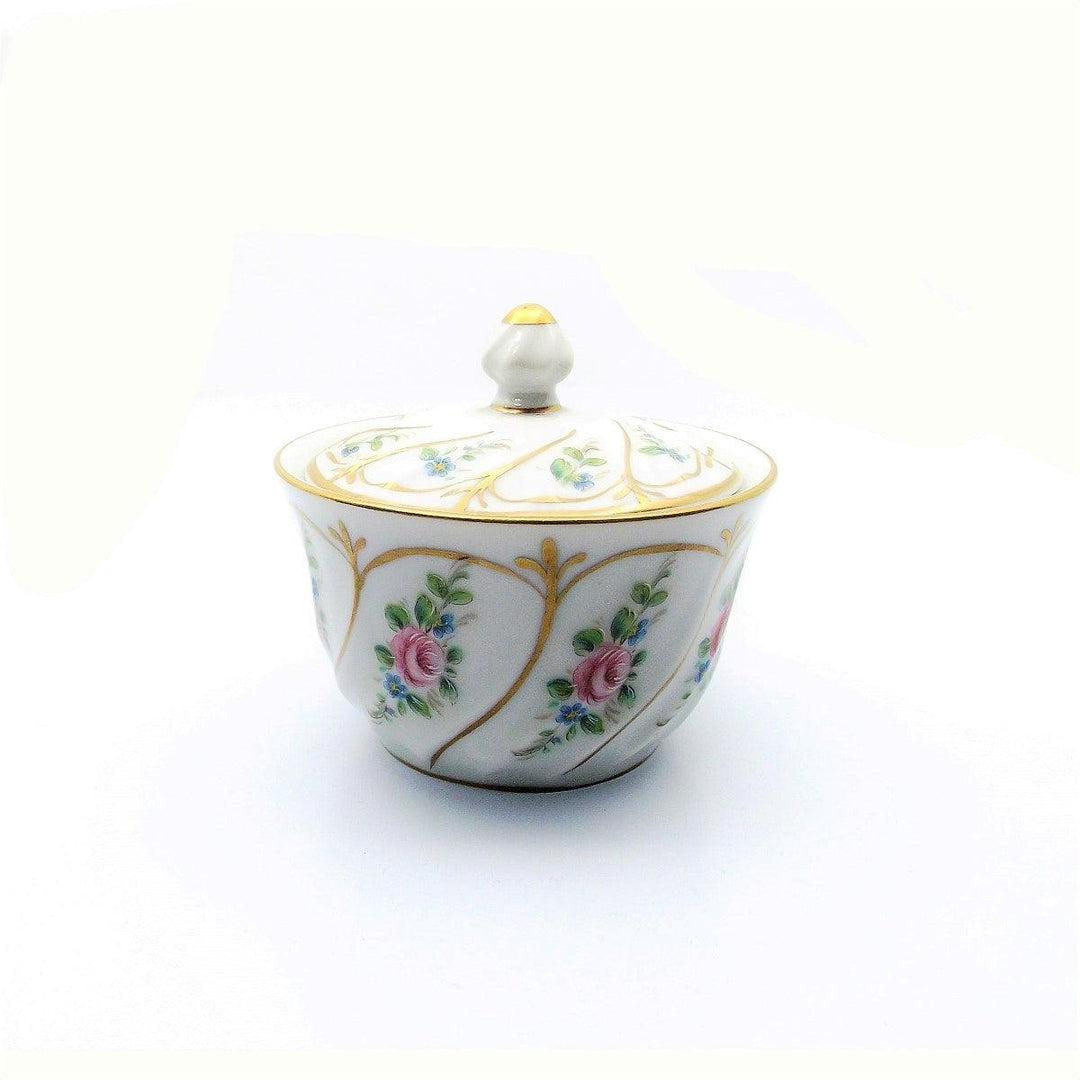 Limoges Frankreich Set mit 3 Kaffeetassen mit handbemaltem Tablett A-0353 – Gioielleria Capodagli