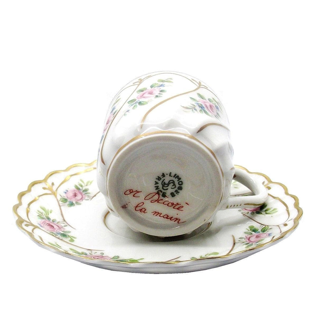 Limoges Frankreich Set mit 3 Kaffeetassen mit handbemaltem Tablett A-0353 – Gioielleria Capodagli
