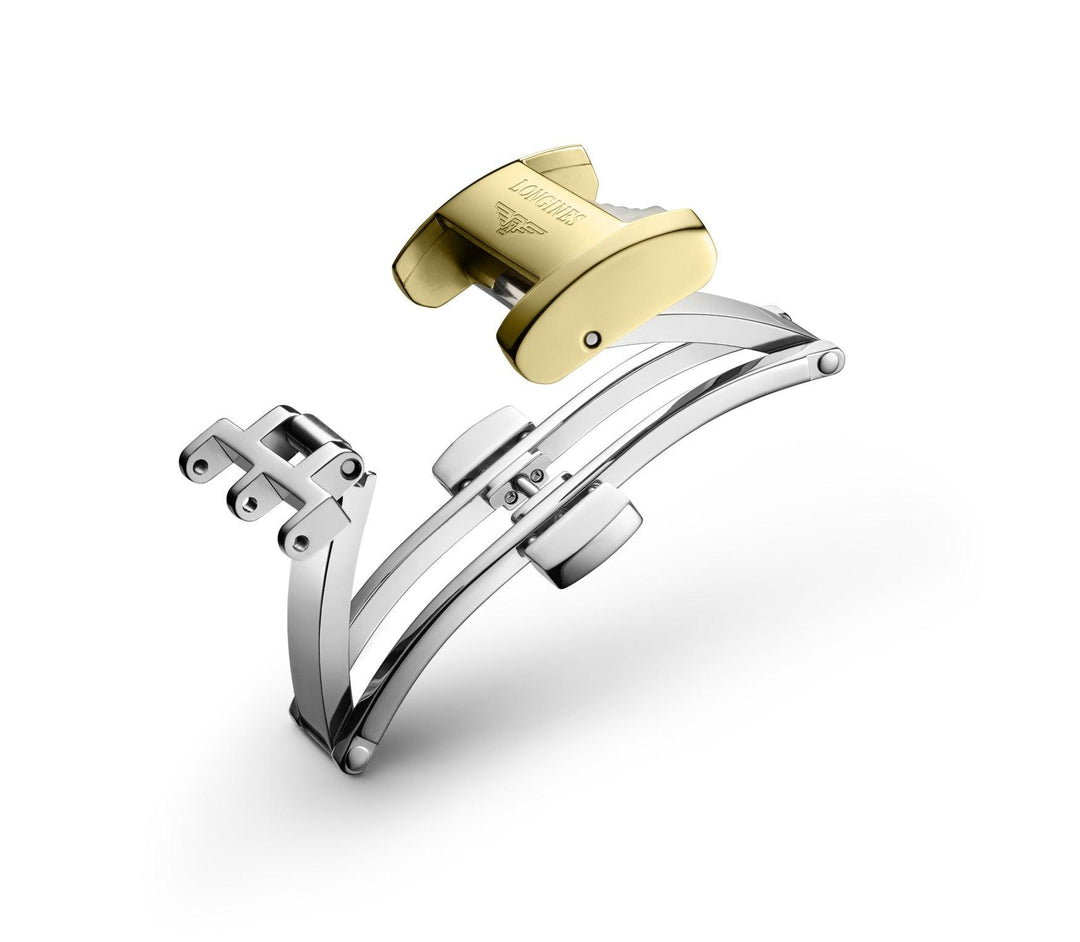 Longines fjärilsspänne utskjutande spänne stål PVD gult guld handtag 10mm L639120589 - Capodagli 1937