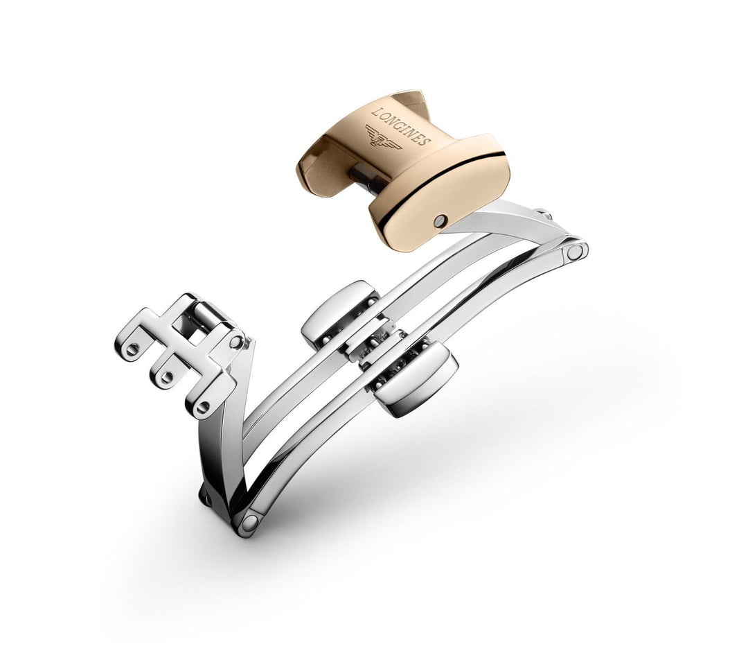 Închidere fluture Longines cataramă de desfășurare oțel PVD aur roz mâner 10mm L639120594 - Capodagli 1937