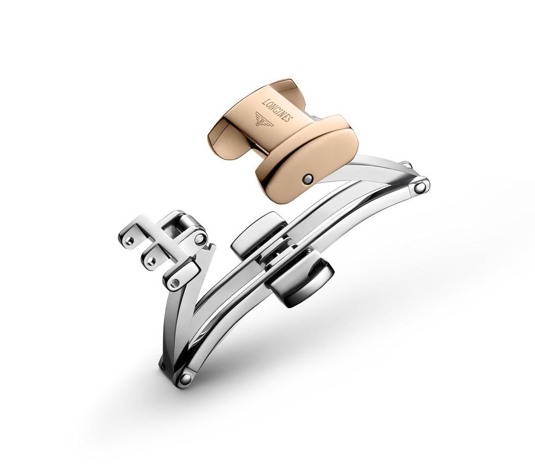 Longines pillangócsat kioldható csat acél PVD rózsaszín arany fogantyú 14mm L639120596 - Capodagli 1937