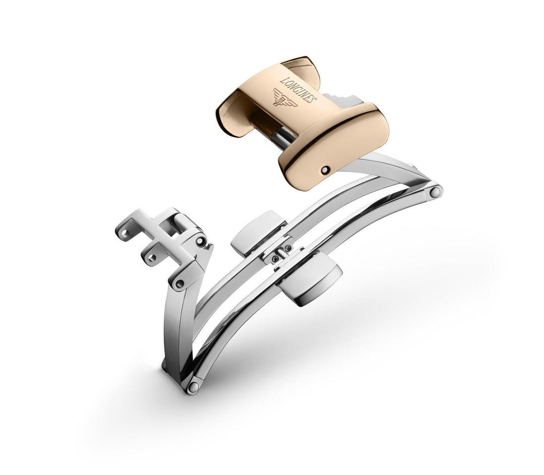 Longines fjärilsspänne utskjutande spänne stål PVD roséguld handtag 20mm L639123319 - Capodagli 1937