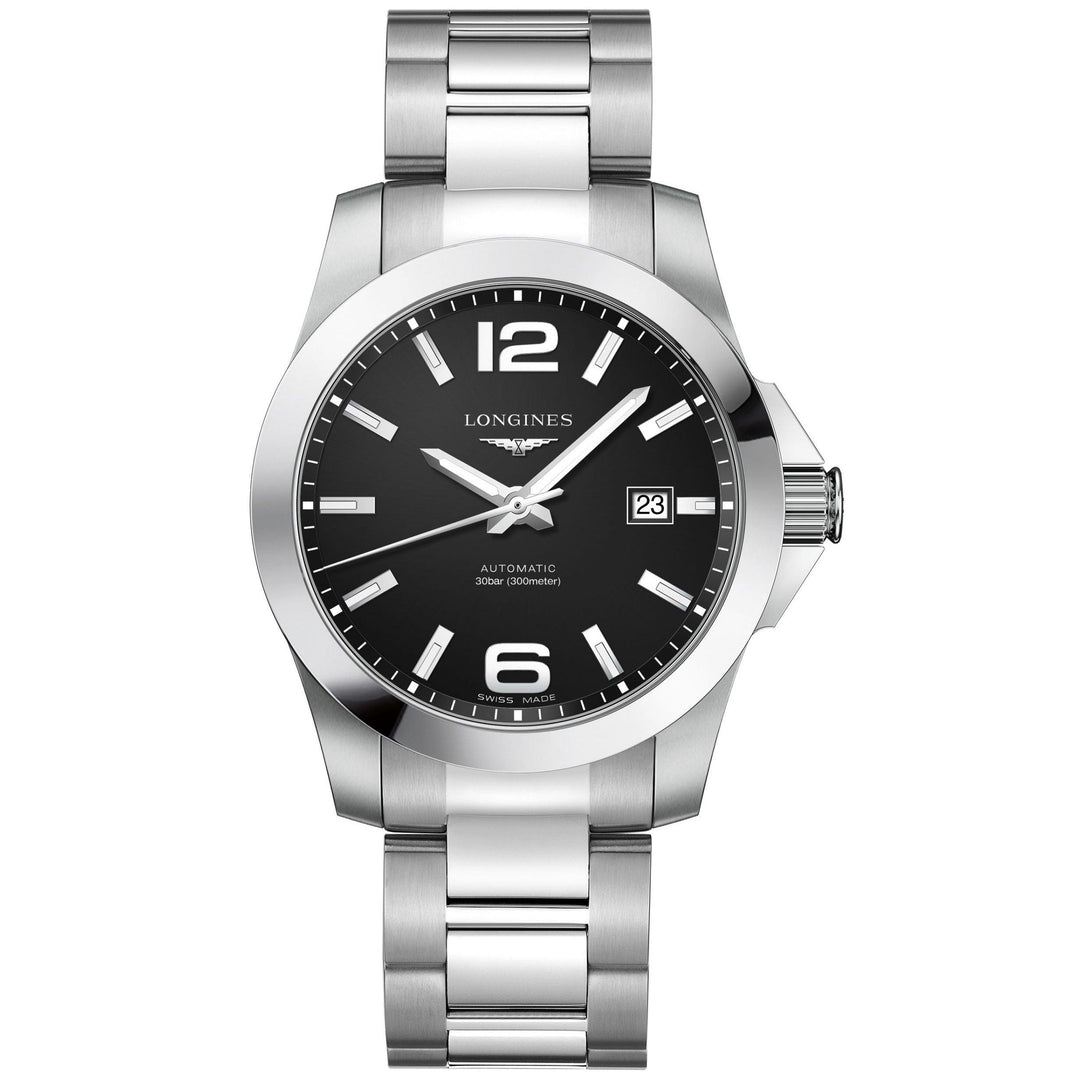 Longines Conquest 41mm automatyczny męski zegarek z czarnej stali L3.777.4.58.6 - Gioielleria Capodagli