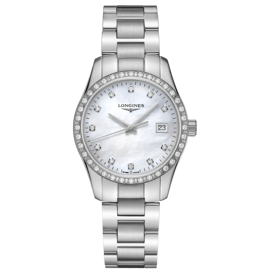 Ceas Longines Conquest Classic 34 mm diamante sidef oțel cuarț L2.386.0.87.6 - Capodagli 1937
