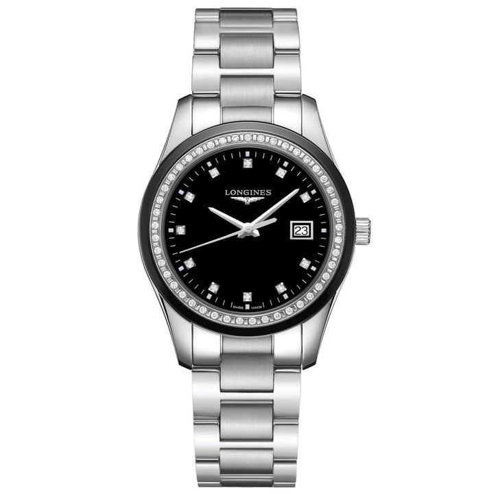 Longines Conquest Classic kello 36mm mustat timantit kvartsiteräs L2.387.0.57.6 - Gioielleria Capodagli
