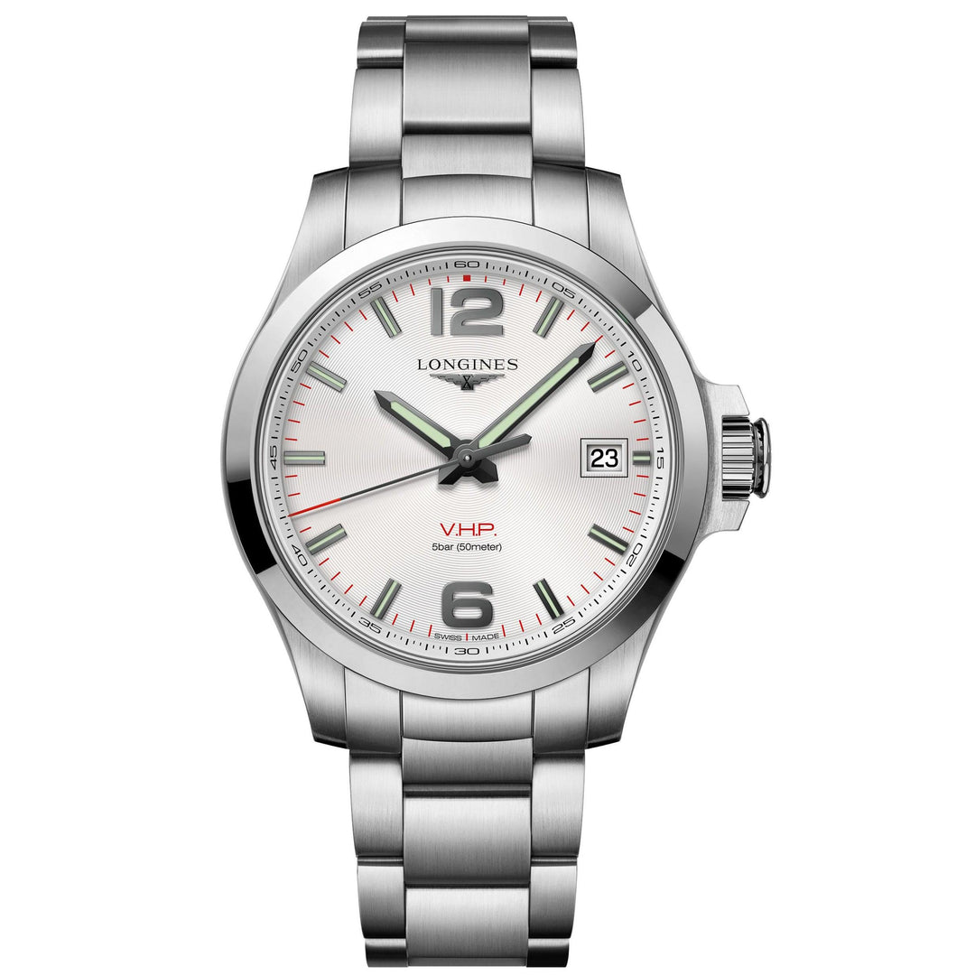 Longines Conquest V.H.P. zegarek 41mm srebrny stalowy męski kwarcowy L3.716.4.76.6 - Gioielleria Capodagli