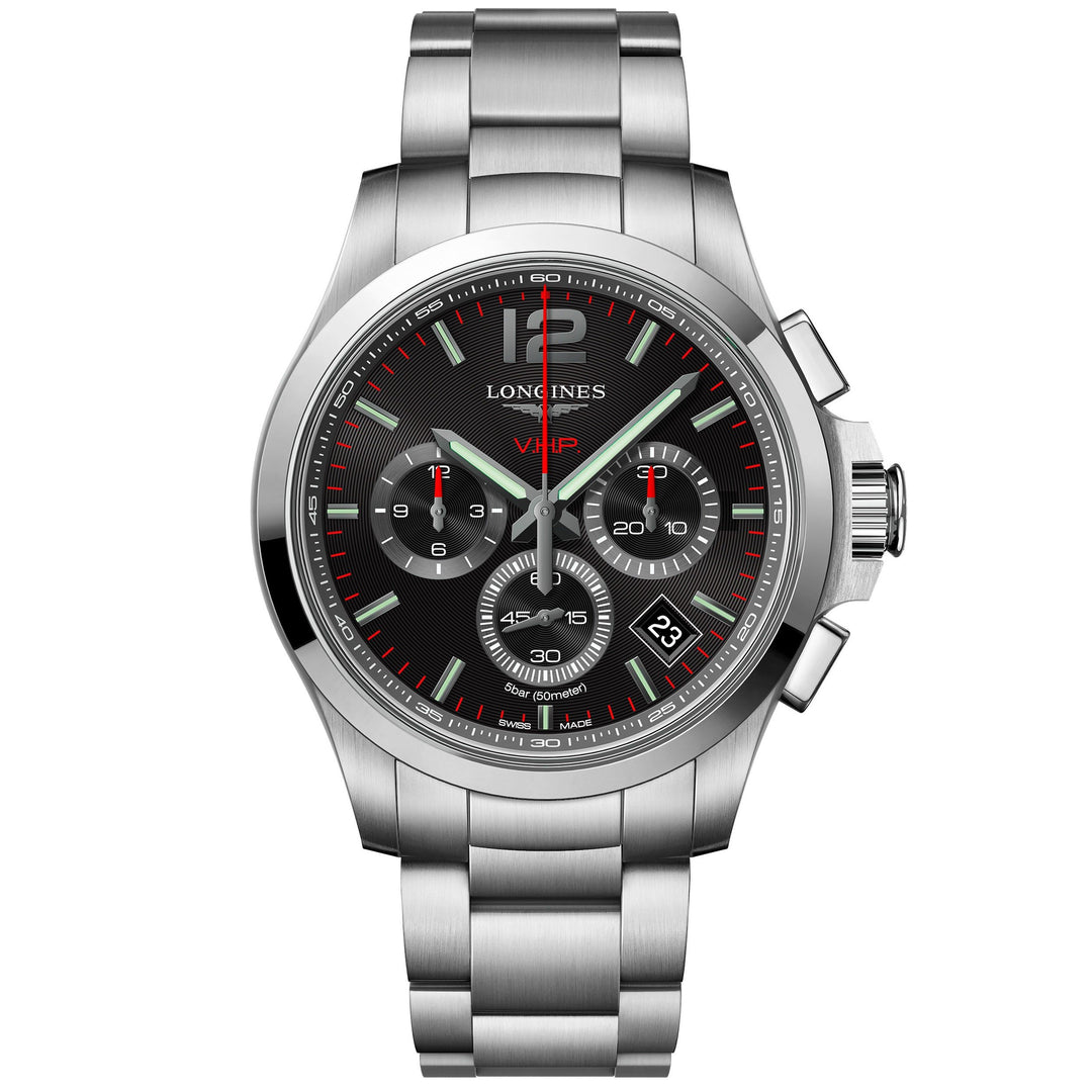 Longines Conquest VHP kronografklocka 42mm svart stålkvarts L3.717.4.56.6 - Gioielleria Capodagli