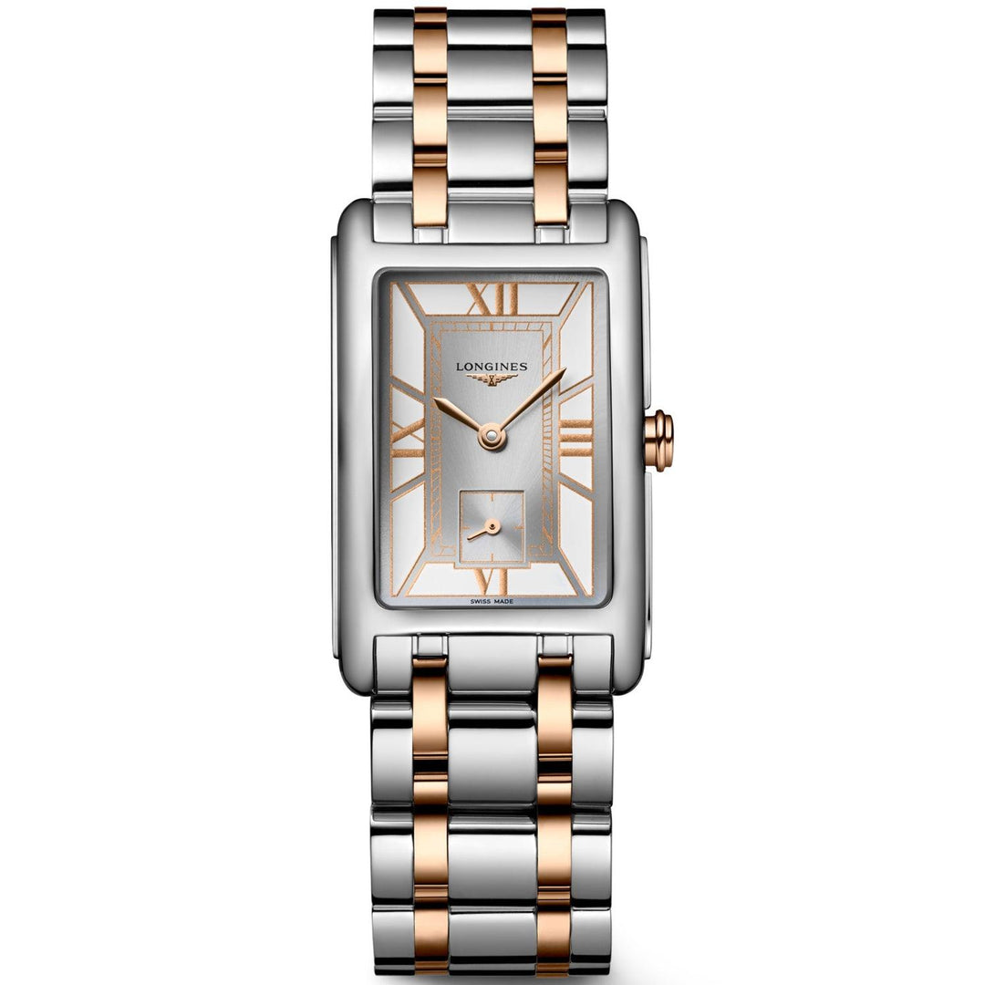 Longines DolceVita ur 23,30x37,00 mm hvidt kvartsstål og 18 karat rosa guld L5.512.5.75.7 - Capodagli 1937