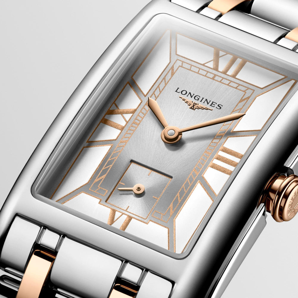Longines DolceVita ur 23,30x37,00 mm hvidt kvartsstål og 18 karat rosa guld L5.512.5.75.7 - Capodagli 1937