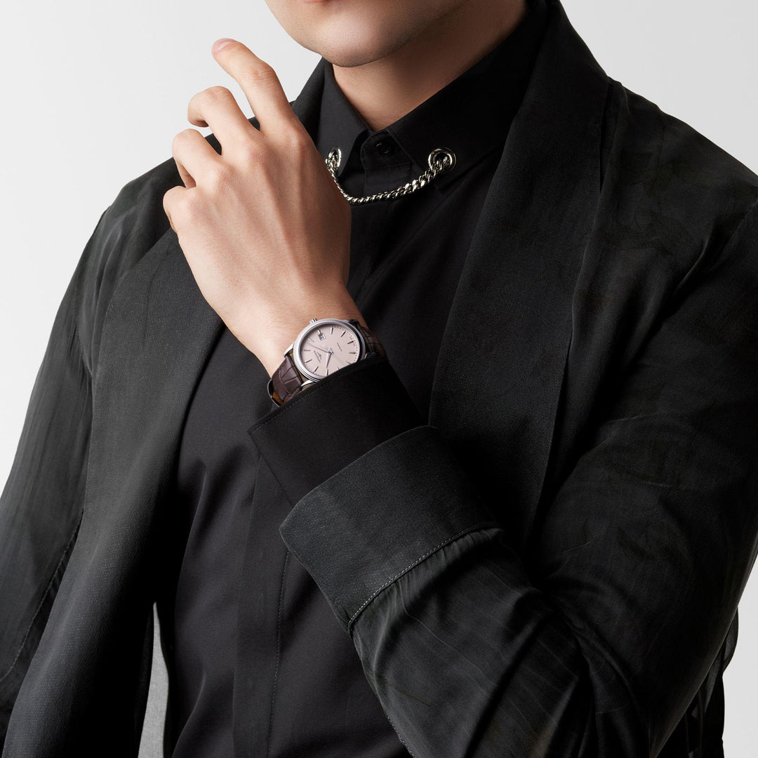 Vlajkové hodinky Longines 40mm béžová automatická ocel L4.984.4.79.2 - Capodagli 1937