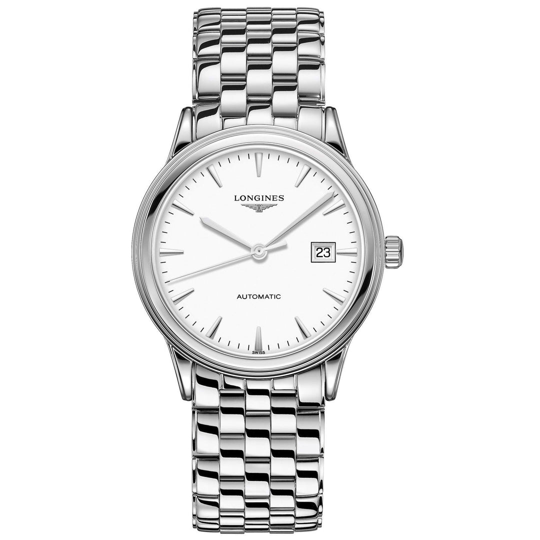 Longines Flagship 40mm automatyczny męski zegarek z białej stali L4.984.4.12.6 - Gioielleria Capodagli