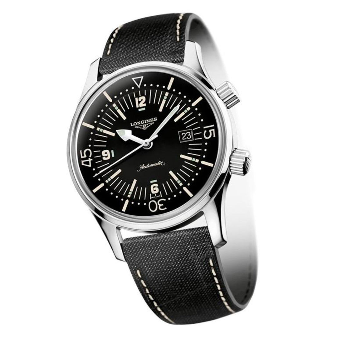 Longines orologio Heritage Legend Diver Watch 41mm nero automatico acciaio L3.774.4.50.0 - Gioielleria Capodagli
