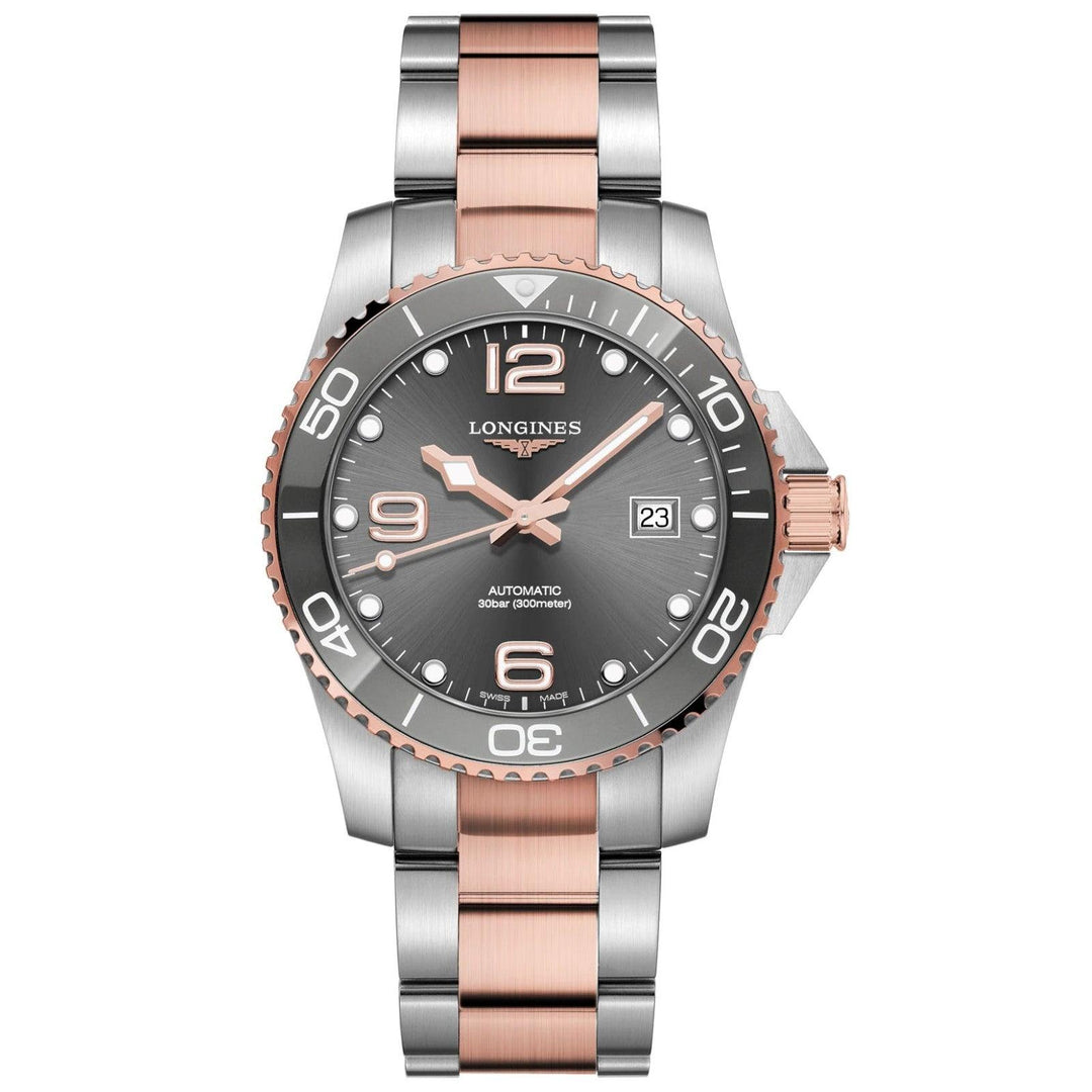Ceas Longines HydroConquest 41mm gri oțel automat PVD finisaj auriu roz L3.781.3.78.7 - Capodagli 1937