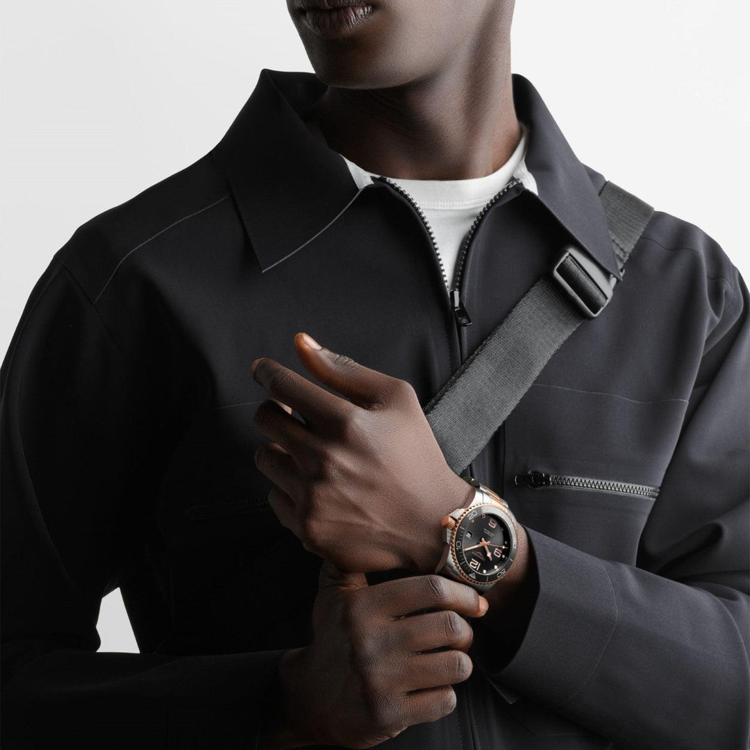 Reloj Longines HydroConquest 41mm gris automático acero PVD acabado oro rosa L3.781.3.78.7 - Capodagli 1937