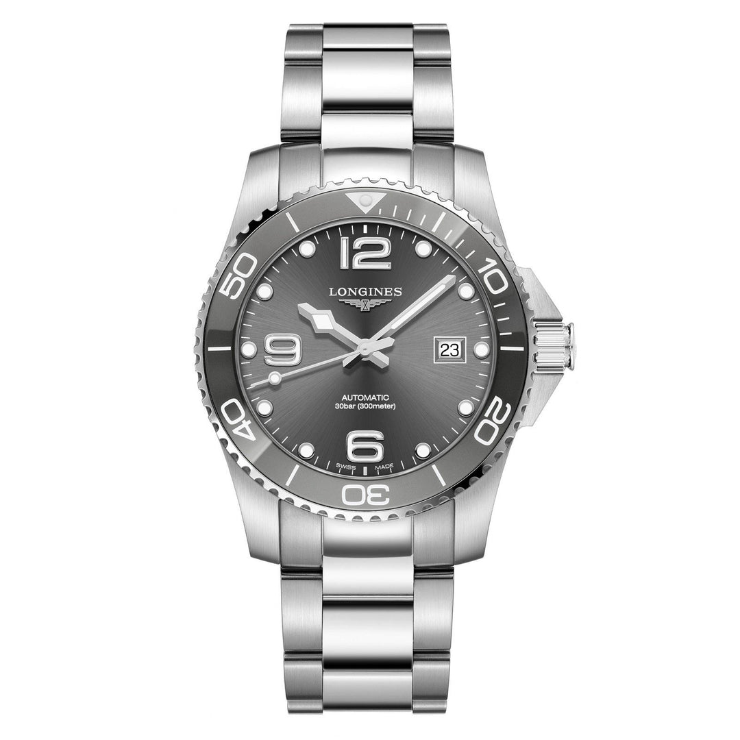 Longines HydroConquest keramisk klocka 41mm grå automatstål L3.781.4.76.6 - Gioielleria Capodagli