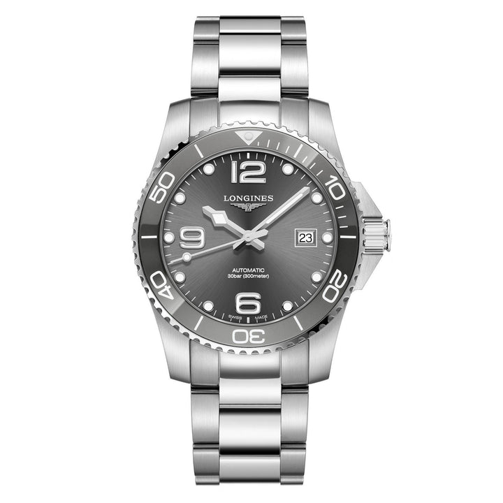 Longines HydroConquest keramisk klocka 41mm grå automatstål L3.781.4.76.6 - Gioielleria Capodagli