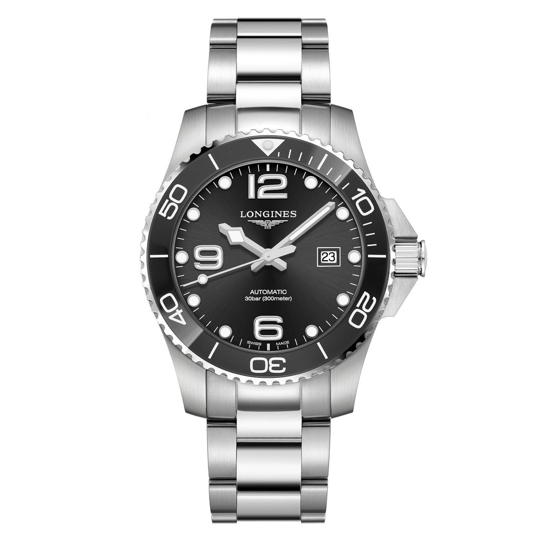 Longines HydroConquest keramisk klocka 43mm svart automatisk stål L3.782.4.56.6 - Gioielleria Capodagli