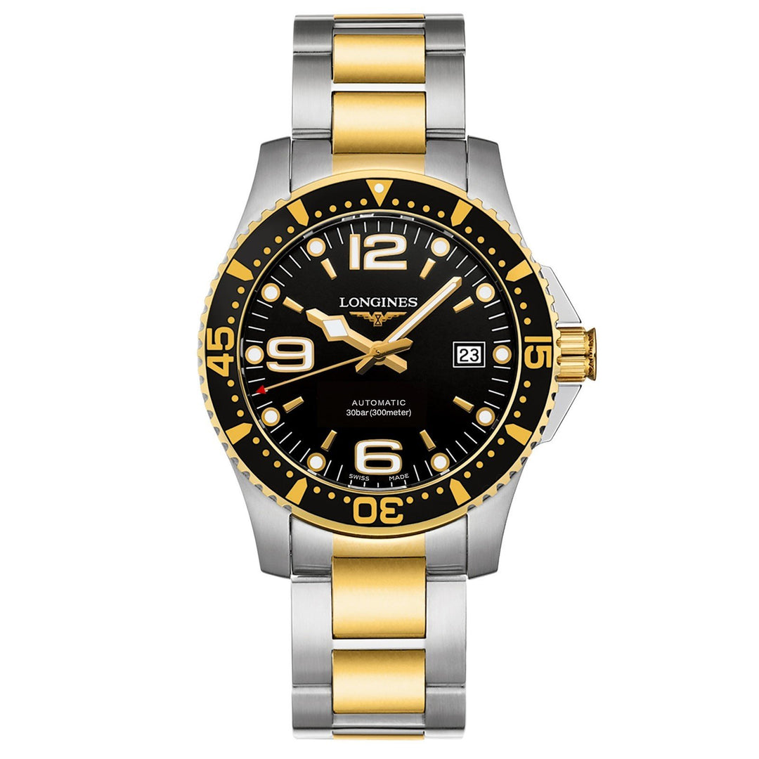 Longines Hydroconquest klocka, svart automatisk, stål, PVD-finish, gult guld L3.742.3.56.7 - Gioielleria Capodagli