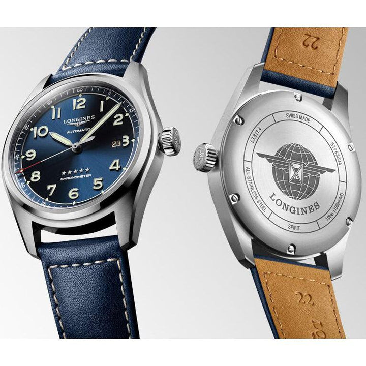 Relógio Longines Spirit 42mm azul automático aço L3.811.4.93.0 - Gioielleria Capodagli