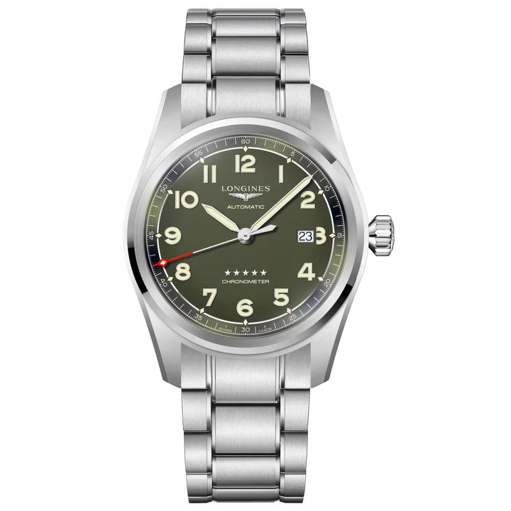Longines watch Spirit 42mm matt green automatic steel L3.811.4.03.6 - Capodagli 1937