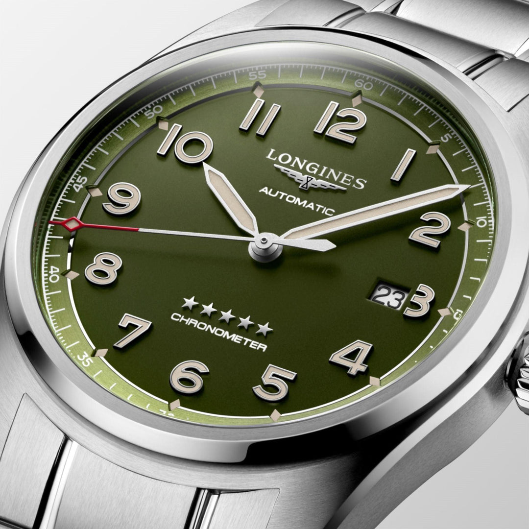 Longines watch Spirit 42mm matt green automatic steel L3.811.4.03.6 - Capodagli 1937