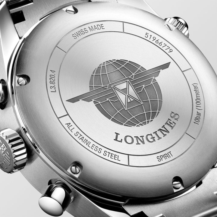Longines ur Spirit chronograph 42mm sort mat automatisk stål L3.820.4.53.6 - Gioielleria Capodagli