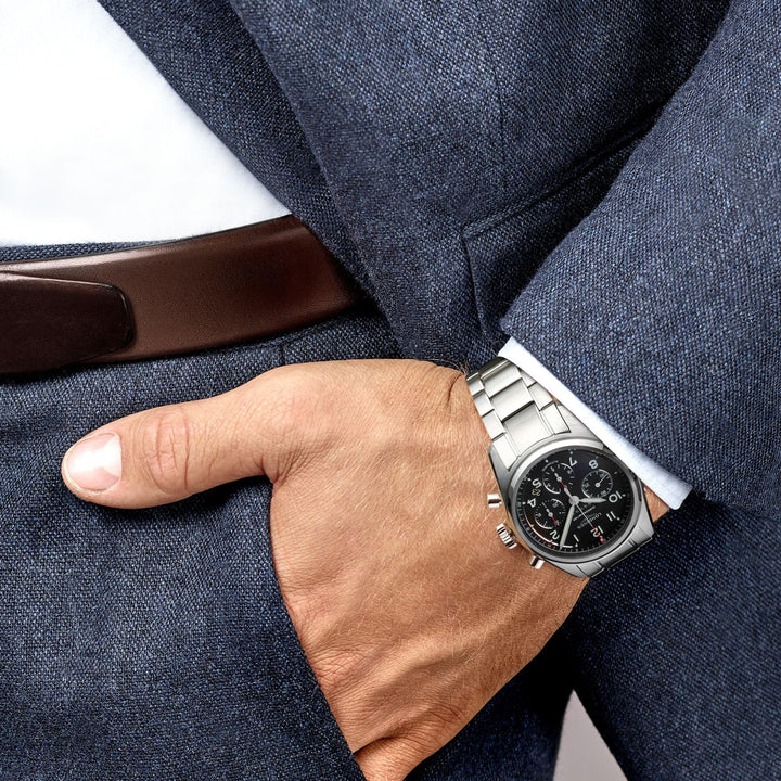 Longines ur Spirit chronograph 42mm sort mat automatisk stål L3.820.4.53.6 - Gioielleria Capodagli