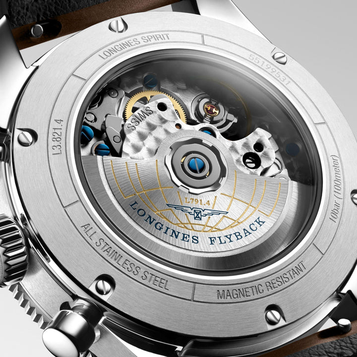 Reloj Longines Spirit Flyback 42mm automático acero L3.821.4.53.2 - Capodagli 1937