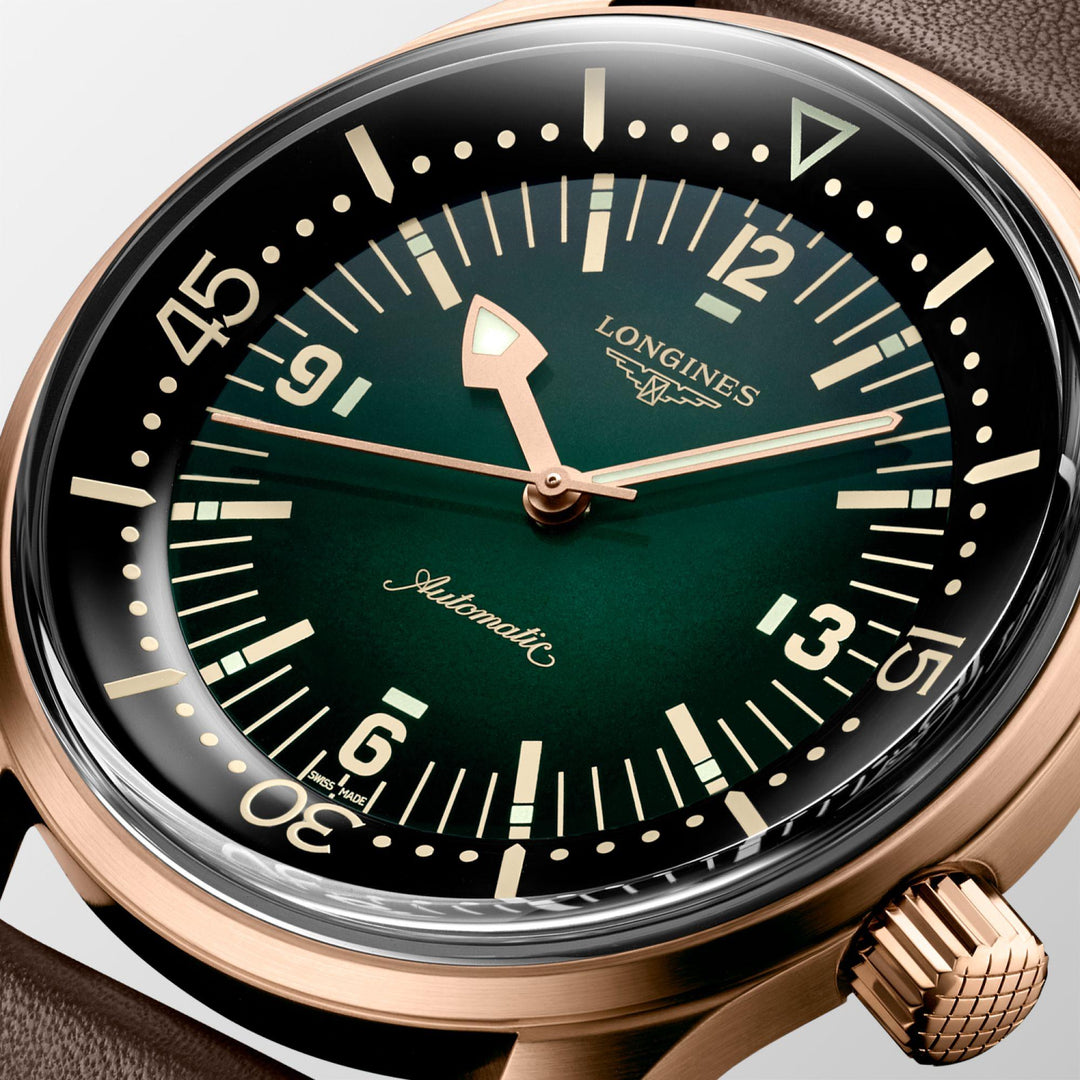 Longines watch The Longines Legend Diver Watch 42mm green automatic bronze titanium L3.774.1.50.2 - Gioielleria Capodagli