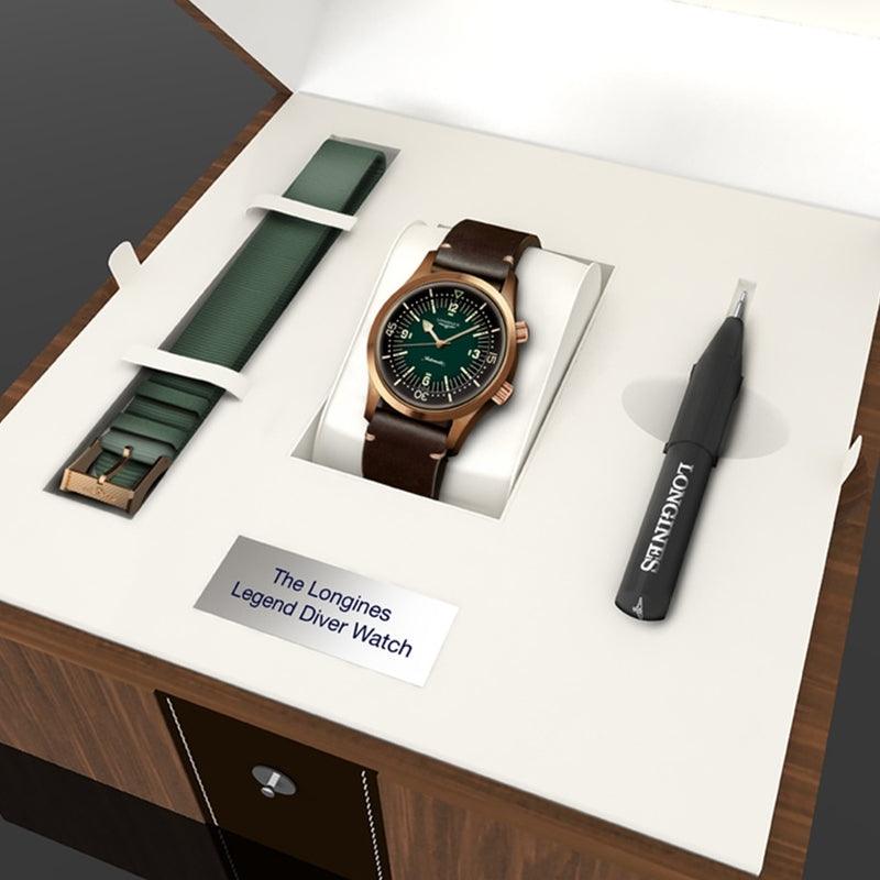 Longines watch The Longines Legend Diver Watch 42mm green automatic bronze titanium L3.774.1.50.2 - Gioielleria Capodagli