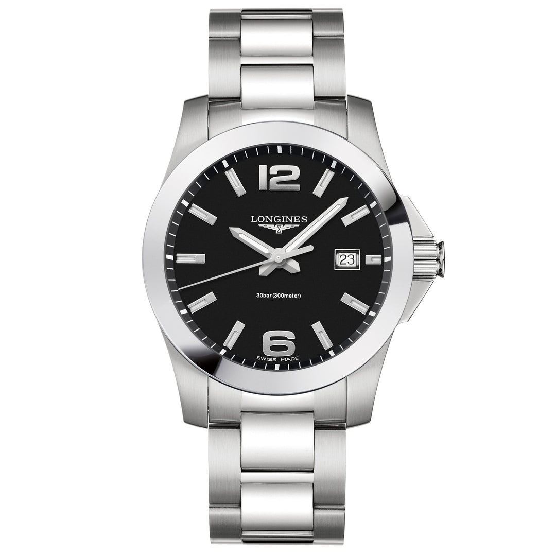 Longines herrklocka Conquest svart 41mm kvartsstål L3.759.4.58.6 - Gioielleria Capodagli