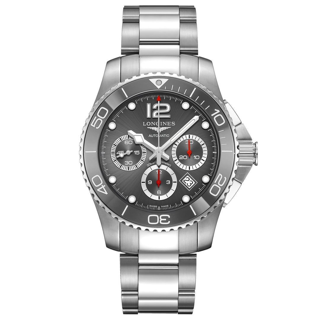 Longines herreur HydroConquest grå 43mm automatisk kronograf stål L3.883.4.76.6 - Gioielleria Capodagli