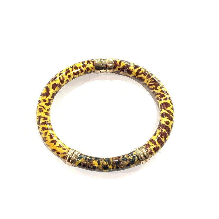 Pulseira Menegatti Leopard 925 prata PVD acabamento amarelo ouro esmalte BR-ARG-0007 - Capodagli 1937