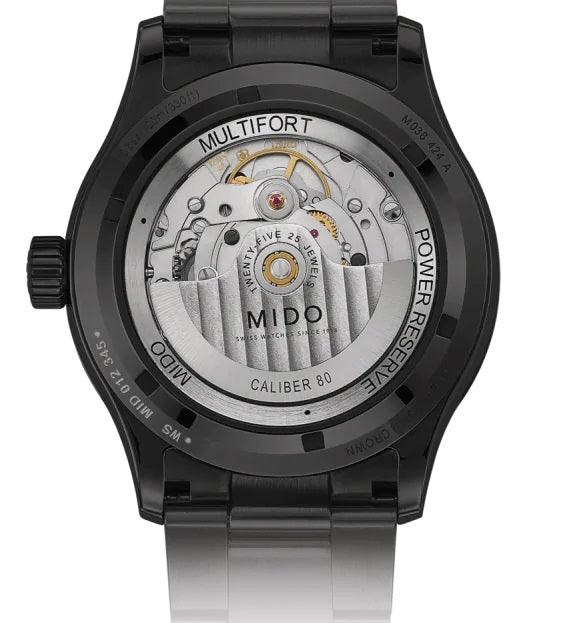 Mido ur Multifort Power Reserve 42mm stål PVD sort automatisk M038.424.33.051.00 - Gioielleria Capodagli