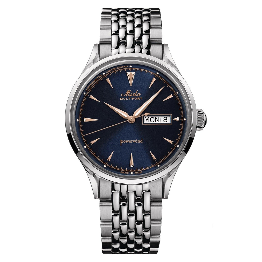 Mido ur Multifort Powerwind Limited Edition 1954 styk 40mm blå automatisk stål M040.408.11.041.00 - Capodagli 1937