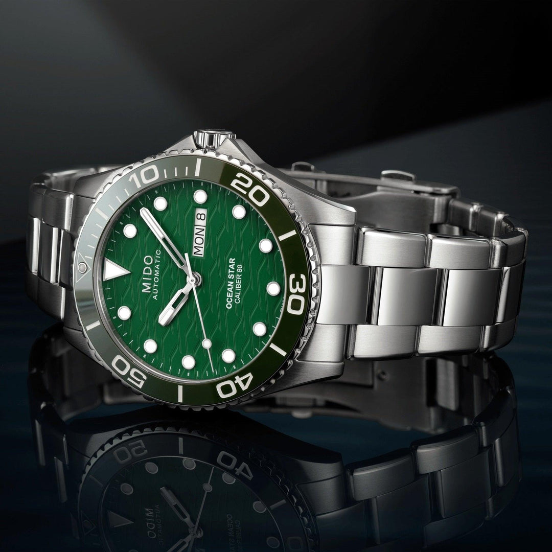 Relógio Mido Ocean Star 200C 42,5 mm verde automático aço M042.430.11.091.00 - Capodagli 1937
