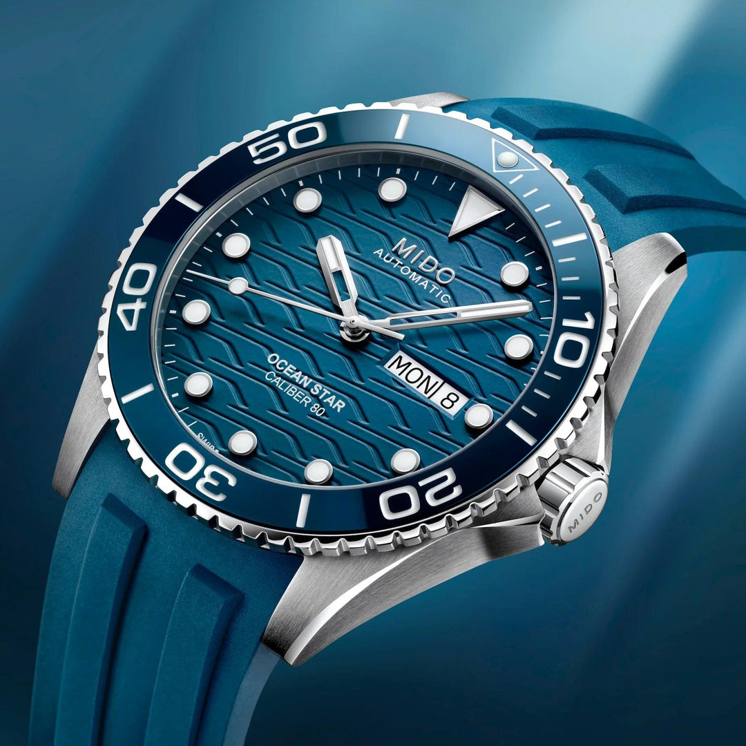 Relógio Mido Ocean Star 200M 42mm azul automático aço M042.430.17.041.00 - Capodagli 1937