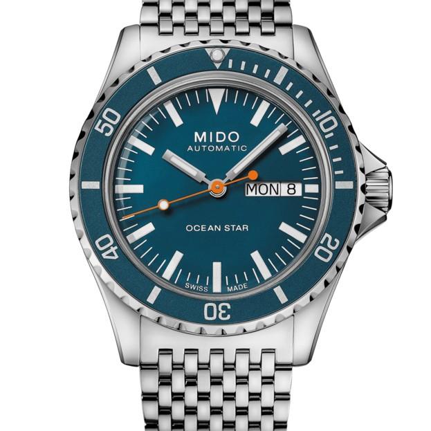 Mido ur Ocean Star Tribute blå 41mm automatisk specialudgave 75-års jubilæums dobbeltrem M026.830.11.041.00 - Gioielleria Capodagli