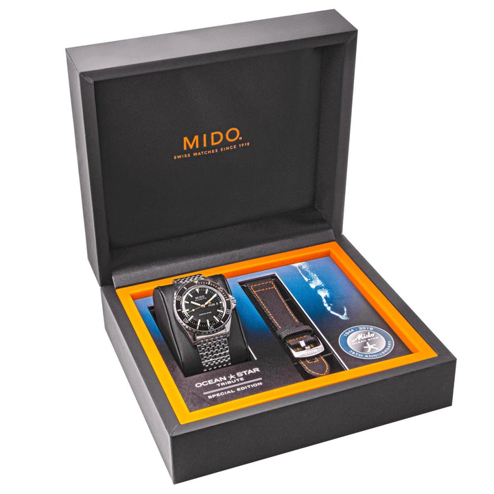 Mido watch Ocean Star Tribute black 41mm automatic special edition 75th anniversary double strap M026.830.11.051.00 - Capodagli 1937