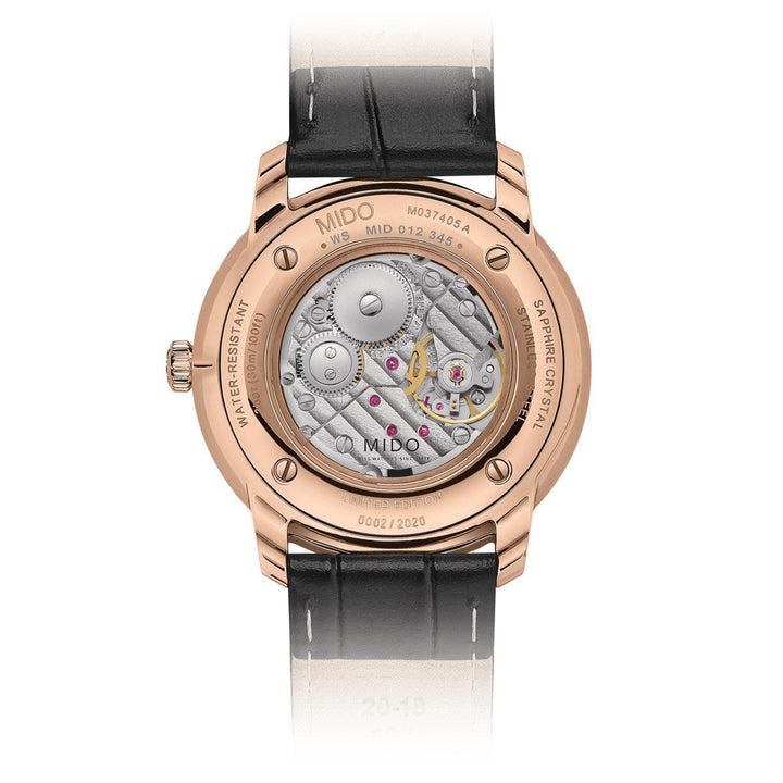 Mido herreur Baroncelli Mekanisk sort 39mm Limited Edition stål pvd rosa guld manuel optræk M037.405.36.050.00 - Gioielleria Capodagli